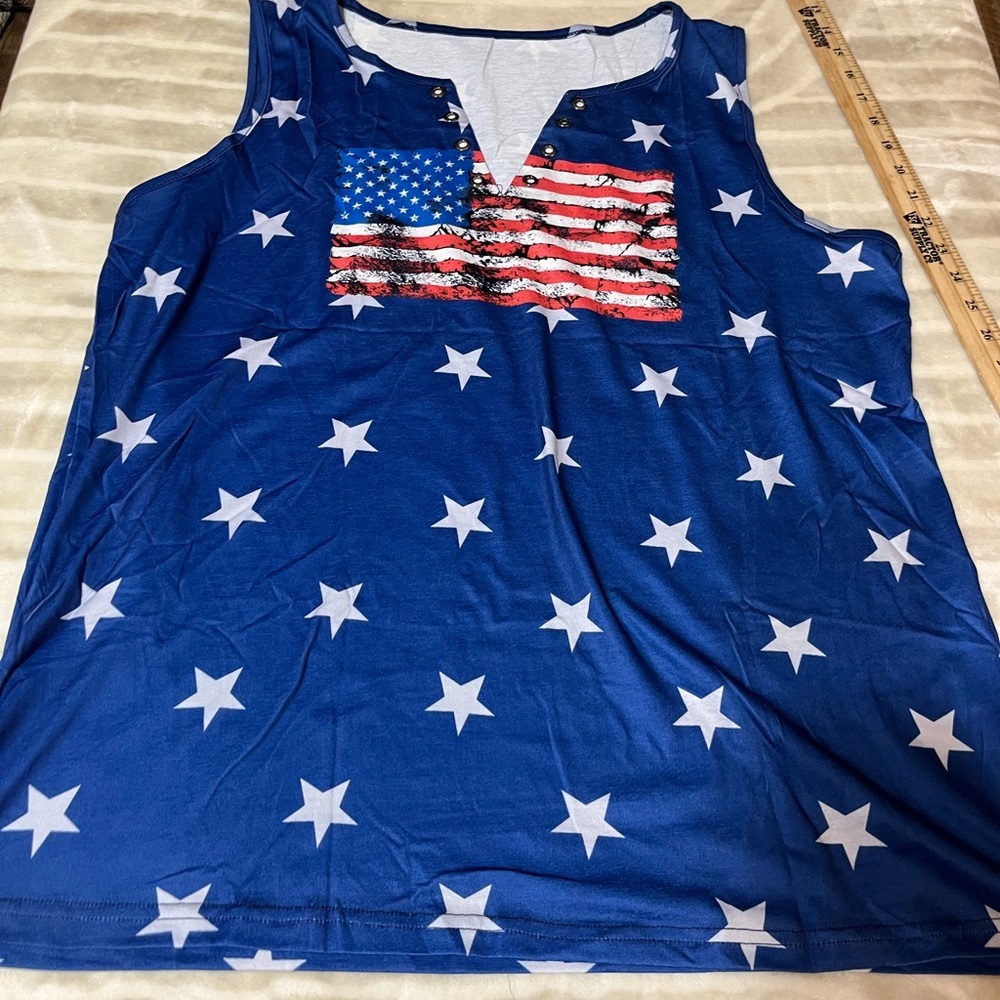 Patriotic Blue Star Tank Top 2X